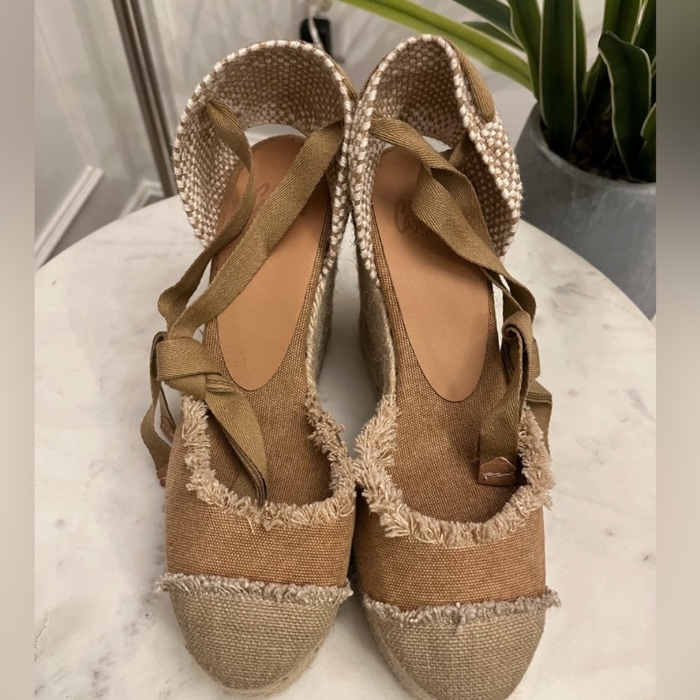 Castaner Wedge Sandals in light brown and Tan
